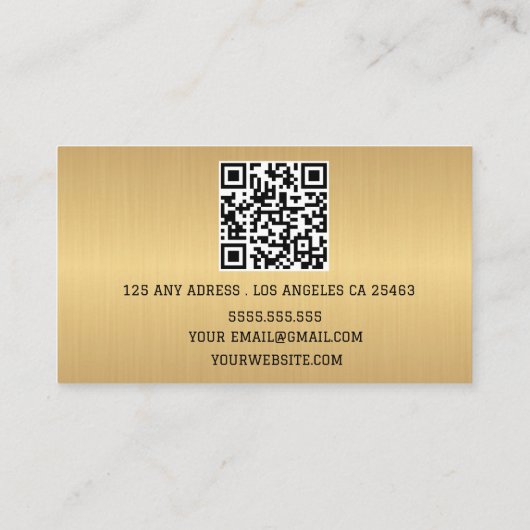 Boho Beige Calligrafie Script QR-code Visitekaartje (Achterkant)