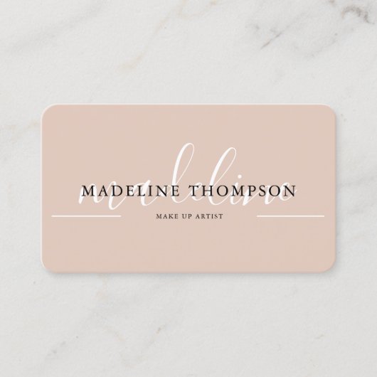 Boho Beige Calligrafie Script QR-code Visitekaartje (Voorkant)