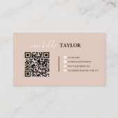 Boho Beige Calligrafie Script QR-code Visitekaartje (Achterkant)