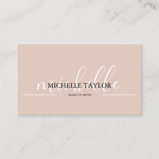 Boho Beige Calligrafie Script QR-code Visitekaartje (Voorkant)