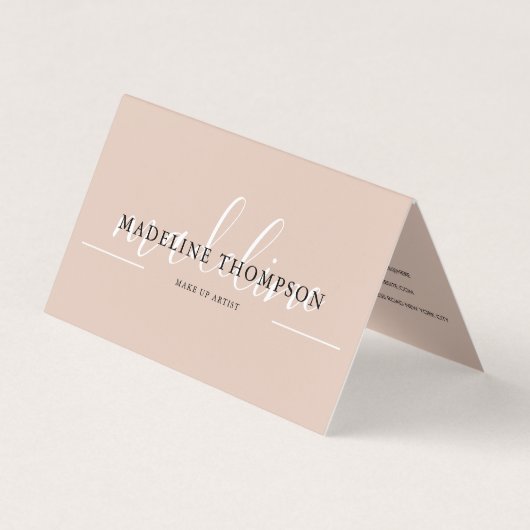 Boho Beige Calligraphy Script QR code Folded Visitekaartje (Voorkant)