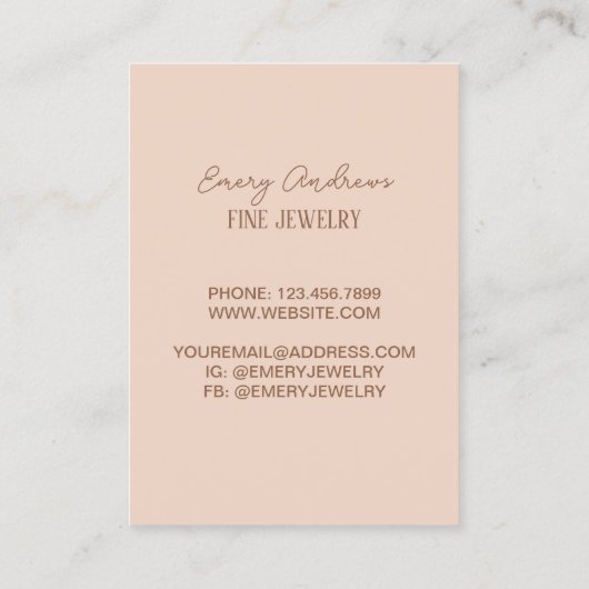 Boho Beige Designer Sieraden Oorbel Houder Display Visitekaartje (Achterkant)