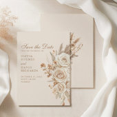 Boho Beige Dried Flowers and Roses Wedding  Save The Date