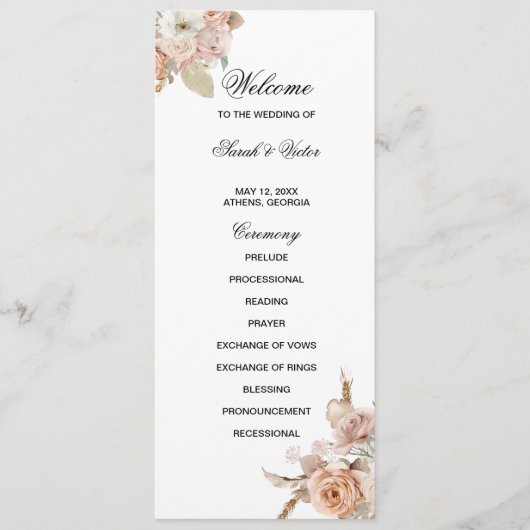 Boho Beige dubbelzijdige programmkaart  Programmakaart (Voorkant)