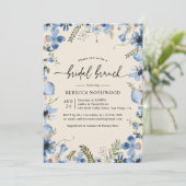 Boho Beige Dusty Blue Floral Bridal Brunch Shower Kaart (Staand voorkant)