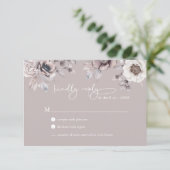 Boho Beige & Dusty Mauve RSVP Trouwkaart Kaart (Staand voorkant)