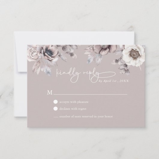 Boho Beige & Dusty Mauve RSVP Wedding Kaart (Voorkant)