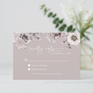 Boho Beige & Dusty Mauve RSVP Wedding Kaart