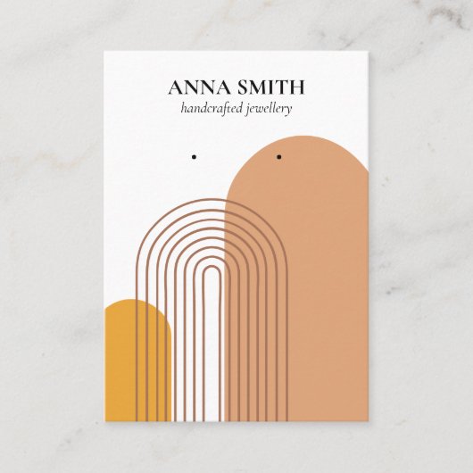 Boho beige Earthy Modern Stud Earring Display Visitekaartje (Voorkant)