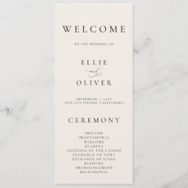 Boho Beige Elegante minimalistische bruiloft Programmakaart