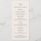 Boho Beige Elegante minimalistische bruiloft Programmakaart (Achterkant)