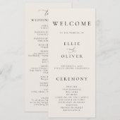 Boho Beige Elegante minimalistische bruiloft Programmakaart (Voorkant / Achterkant)