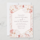 Boho Beige en Blush Roze Bloemen Bruiloft Kaart (Voorkant)