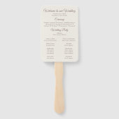 Boho Beige en Blush Roze Bloemen Bruiloft Programm Handwaaier (Achterkant)