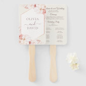 Boho Beige en Blush Roze Bloemen Huwelijksprogramm Handwaaier (Voorkant en achterkant)