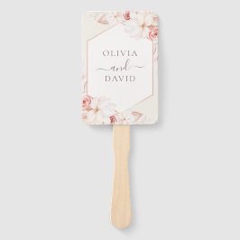 Boho Beige en Blush Roze Bloemen Huwelijksprogramm Handwaaier