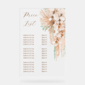 Boho Beige en Mint prijslijst Acryl Bord (Voorkant)