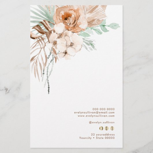 Boho Beige en Mint prijslijst Flyer (Achterkant)