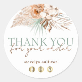 Boho beige en munt dank u sticker
