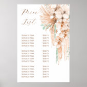 Boho beige en munt prijslijst poster (Voorkant)