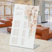 Boho beige en munt prijslijst sokkel teken reclamebord met voetstuk