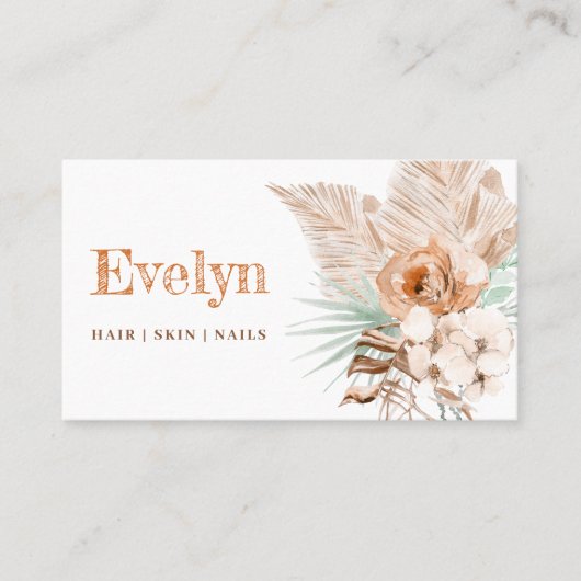 Boho beige en munt visitekaartje (Voorkant)