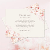 Boho Beige en Roze Rozen Bruiloft Bedankkaart