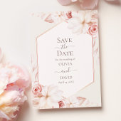 Boho Beige en roze rozen Save the Date Kaart