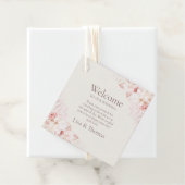 Boho Beige en Roze Rozen Welkom Gift Label (In situ)