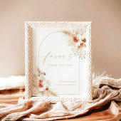 Boho Beige Favorbord | Pampas Gras Bruiloft Poster