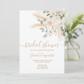 Boho Beige floral Bridal Shower Invitation Kaart (Staand voorkant)