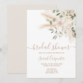 Boho Beige floral Bridal Shower Invitation Kaart (Voorkant / Achterkant)