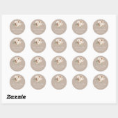Boho Beige Floral Classic Round Sticker (Vel)