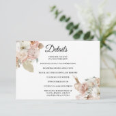 Boho beige Floral Enclosure Card Details Informatiekaartje (Staand voorkant)