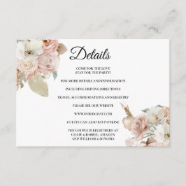 Boho beige Floral Enclosure Card Details Informatiekaartje