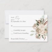 Boho Beige Floral geen Maaltijd RSVP-kaart RSVP Kaartje (Voorkant)