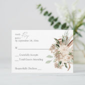 Boho Beige Floral geen Maaltijd RSVP-kaart RSVP Kaartje (Staand voorkant)