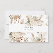 Boho Beige Floral geen Maaltijd RSVP-kaart RSVP Kaartje (Achterkant)