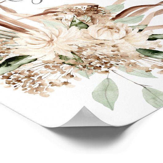 Boho Beige Floral-Kaarten en cadeautjes Poster (Hoek)