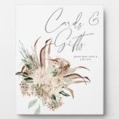 Boho Beige Floral Kaarten Gifts Plaque Fotoplaat (Voorkant)