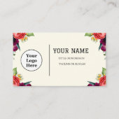 Boho Beige Floral Kalligrafie Script QR-code Visitekaartje (Voorkant)