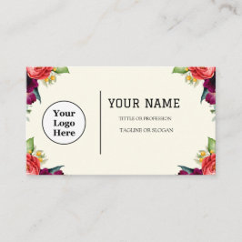 Boho Beige Floral Kalligrafie Script QR-code Visitekaartje