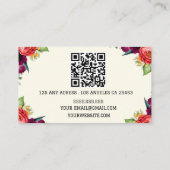 Boho Beige Floral Kalligrafie Script QR-code Visitekaartje (Achterkant)