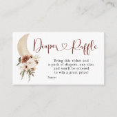 Boho Beige Floral Moon Baby shower Diaper Raffle Informatiekaartje (Voorkant)