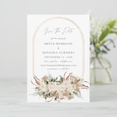 Boho Beige Floral Save the Date Kaart (Staand voorkant)