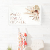 Boho Beige Floral Vrijgezellenfeest Backdrop Banne Spandoek (Insitu)