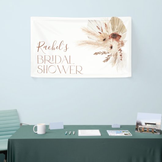 Boho Beige Floral Vrijgezellenfeest Backdrop Banne Spandoek (Beurs)