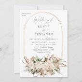 Boho Beige Floral Wedding 3 Kaart (Voorkant)