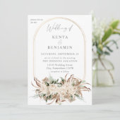 Boho Beige Floral Wedding 3 Kaart (Staand voorkant)