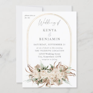 Boho Beige Floral Wedding 3 Kaart
